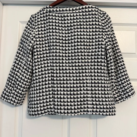 NWT Women's Tulle Blazer Jacket Size M Black White Houndstooth Anthropologie - Picture 3 of 9